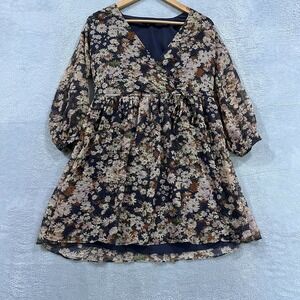 Madewell Faux Wrap Mini Boho Dress Floral  Daisy Print Woman Size XS Fairy